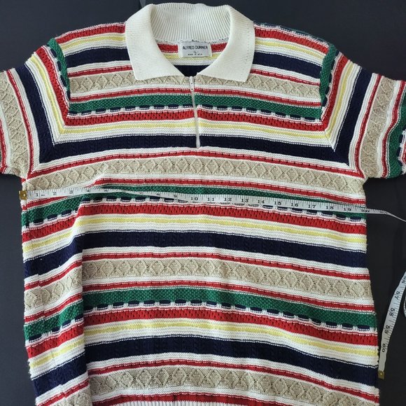 Vintage 80's Alfred Dunner Rainbow Striped Quarter Zip Collared Sweater Large - Picture 6 of 7
